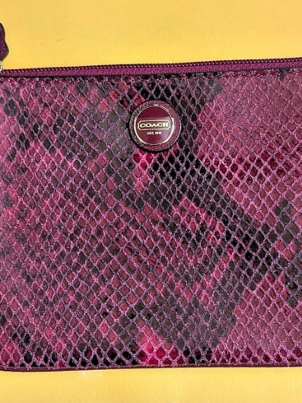 Coach Purple Animal Print Wristlet